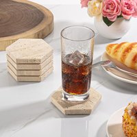 Natural Yellow Travertine Coaster Whiskey Coffee Insulation Pad Marble Coaster Ornaments