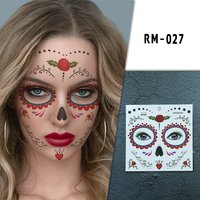 Halloween Face Tattoo Flowers Day of the Dead tattoo stickers Party makeup face stickers