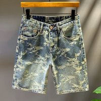 Men's Clothing Summer New High Street Fashion Brand Colorful Jacquard Shorts Men's Denim Shorts Loose Straight Pants Men