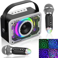 Byteuni Karaoke Machine 2 Wireless Karaoke Microphones Lights Portable Bluetooth Speaker Singing Machine Supports AUX USB TF