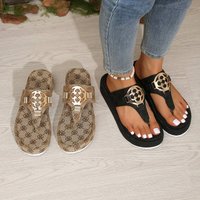 Summer Casual Flat Slippers Plus Slides Slippers Letter Metal Buckle