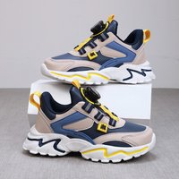 Mother& shoes Leather waterproof sneakers mesh breathable rotary buckle shoes soft soled casual shoes