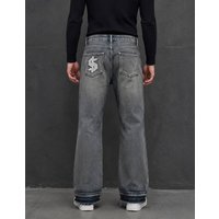 Men's Clothing Fashion Retro American High Street Washed Old Rough Edge Jeans Personalized Street Casual Straight-leg Pants