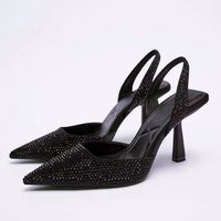 Large sandals summer rhinestone high heels fashionable sexy bright diamond shallow mouth single shoes