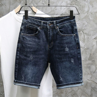 Men's Clothing Blue Denim Shorts Men's Retro Stretch Shorts Men's Shorts Trendy Breeches Summer Thin