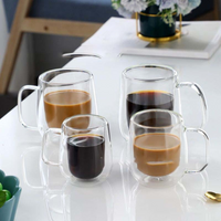 Family Organizer Double Layer Mug Heat Resistant Transparent Coffee Cup With Handle Insulated Glass Cup Thickened Milk Cup