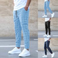 Streetwear Jogging Plaid Pants Sweatpants Business Casual Trousers Vintage Straight Long Pants Pantalon Homme