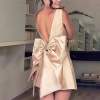 Quality Elegant Square Neck Back Bow Decoration High Waist Short Skirt