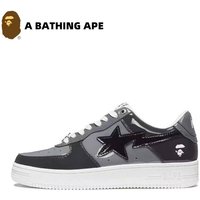 A BATHING-APE Classic Lacquer Leather Double Splicing Trendy Fashion Board Shoes Air Force No.1 Board Shoes Men's And Women's Same Style