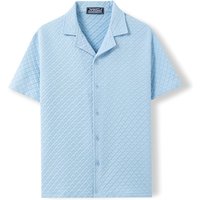 Men's Clothin Summer New Men's Clothing American Casual Short Sleeved Shirt Cuban Collar Button Casual Jacquard Shirt A0302