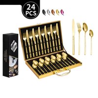 24-Piece Knight Cutlery Set – Stainless Steel Steak Knives Forks & Spoons For Restaurant & Home Dining
