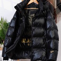 Women's Clothing Black and gold high end! Hooded, thickened, loose, warm, puff bread short Warm jacket jacket