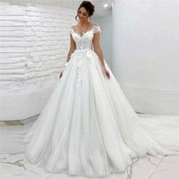 small trailing mesh lace high waist double shoulder V neck wedding dress main veil