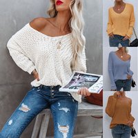 solid loose top hollow pattern sweater