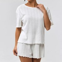 Sleepwears Comfortable Cotton Filled Hem Shorts Half Sleeves