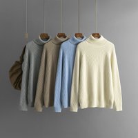 Clothing Solid Turtleneck Sweater Autumn Winter Thickened Loose Pullover Top Knitted Sweater