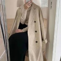 Elegant Long Wool Coat For Women - Oversized Lapel Trench Coat With Pockets, Warm Winter Overcoat In Black, Oatmeal & Mocha (Sizes M-4XL)