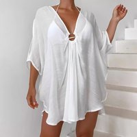 Loose Beach Cover Up V Neck One Fits All Irregular Design Beach Vacations Sun Protection Swimwear