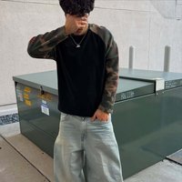 European American Street Style Trendy Long Sleeved T Shirt Print Crew Neck Sweatshirt Pullover Retro Jacket
