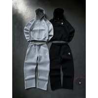 Clothing Hip hop Style Hooded Embroidered Sweatshirt Set Zippered Cuffs.