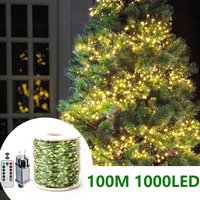 100M LED Warm String Lights Green Wire Fairy Lights Garland Outdoor Home Christmas Wedding Party Garden Decoration