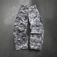 American Style High Street Camouflage Wide Leg Jeans Loose Fit Multi Pocket Curved Scimitar Pants Gray Autumn 2026