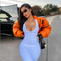 Clothing Fashion Elastic Sexy U Neck Sleeveless Slim Temperament Skirt Stock
