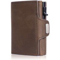 Pop-Up Credit Card Case With RFID Protection Genuine Leather Wallet With Compartt For Notes And Coins For Men And