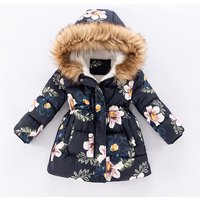 Kid's Clothing Foreign Trade Hand Stuffed Cotton Girls Mid Length Cotton Coat Winter New Style Baby Cotton Coat Children's Winter Wear