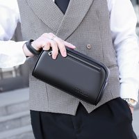 New Men's High Quality Large Capacity Business And Leisure Soft Leather Multi Pocket Handbag For Men