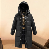 Men's Clothing winter long coat winter new black and gold cotton coat men's loose shiny cotton coat thickened