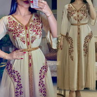 Muslim Chiffon Exquisite Embroidered Belt Dress
