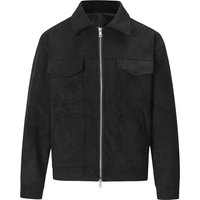 Suede Jacket High Street Style Zippered Thickened Casual Coat Large Pocket White Gray Polyester Full Sleeve