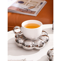 Nordic ins mug coffee cups with high aesthetic value, sunflower coffee ceramic cups and plates, one cup per plate for household use