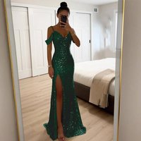 Women's Clothing New Sling Sequined Slit Dress INS Casual Loose Party Dress