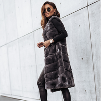 autumn winter long round neck fur vest coat