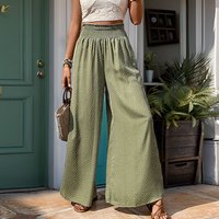 Printed Trousers Commuter Style High Waist Elastic Wide Leg Pants