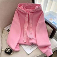Clothing Autumn Winter Plus Velvet Thickened Loose Age Reducing Tops Design Fruit Green Versatile Jacket Students