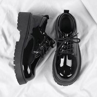 Leather Shoes Formal Business Style British Derby Wide Foot Big Toe Casual Trendy Glossy Finish