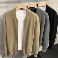 Men's Clothing Double zipper design cardigan sweater trendy slim sweater men's coat