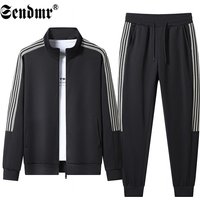  Stand Collar Tracksuit Set Long Sleeve Jacket & Tapered Joggers Loose Fit Athletic Two Piece Outfit Spring Fall