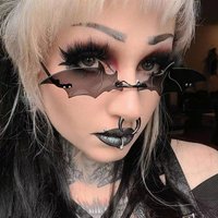 European and American new frameless bat sunglasses, funny and colorful party photo ins sunglasses, cross-border trendy sunglasses
