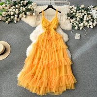 Ethereal Fairy Dress – Light Gauze Backless Design With Wood Ear Sling & Flowy Swing Skirt, Boho Mesh Irregular Hem Long Dress
