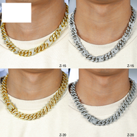 Hip hop men's oval simple full diamond necklace bracelet trend men's accessory chain