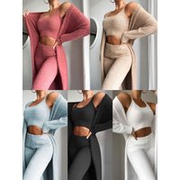 sexy V neck plush short vest pants three piece suit