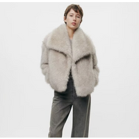 Women's street fashion faux fur short jacket