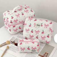 Cute Cotton Cosmetic Bag Niche Portable Toiletry Storage Bag Floral Ins Travel Storage Bag