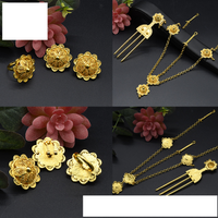 Vintage Metal Necklace Ring Earrings Bracelet Set Irregular Shape Hairpin Six Piece Accessory Collection