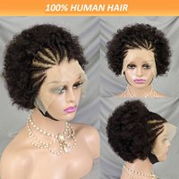 13x4 Short Afro Curly Human Hair Lace Wig Friendly