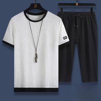 Casual Sports Suit Ice Silk Short Sleeved T Shirt Shorts Complete Set Matching Fashion Two Piece Suit
